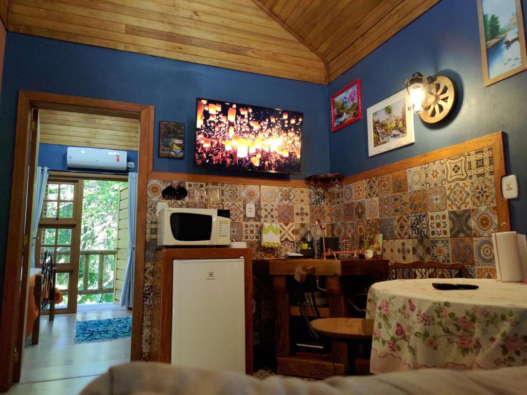 Kuchyň nebo kuchyňský kout v ubytování Cabana Drechsler Gramado