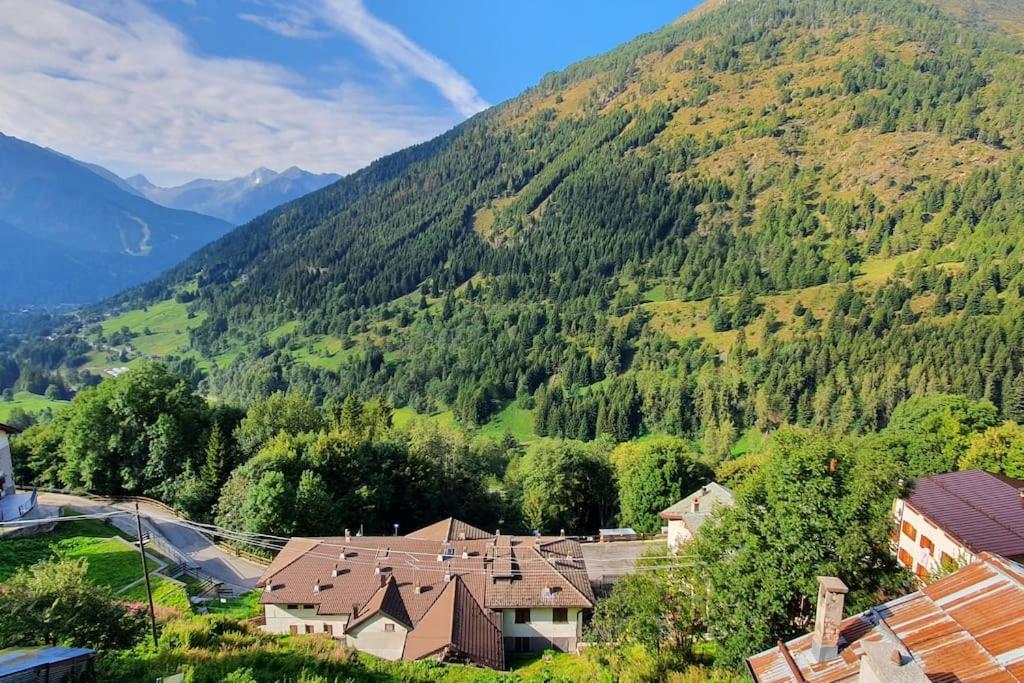 wioska w dolinie z górą w obiekcie Residenza Sofia - Ponte di Legno fraz. Pezzo w mieście Ponte di Legno