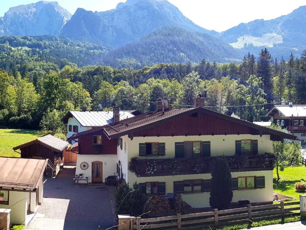 une maison avec vue sur la montagne dans l'établissement Ferienwohnung Baumgart, à Schönau am Königssee