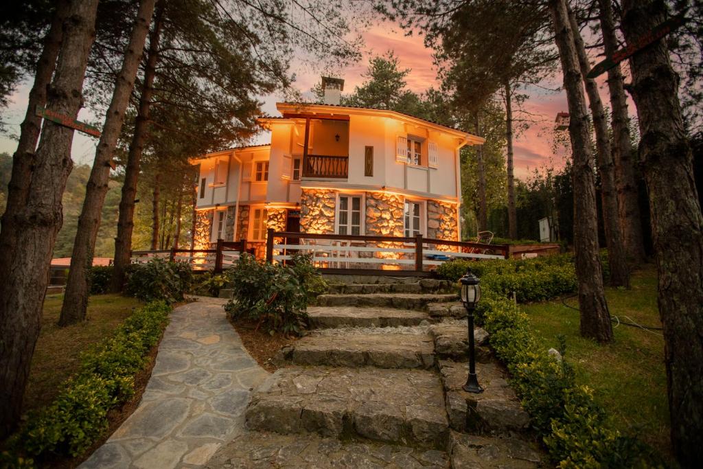 una casa con una escalera que conduce a ella en Karakaya Villa Suite Hotel, en Sakarya