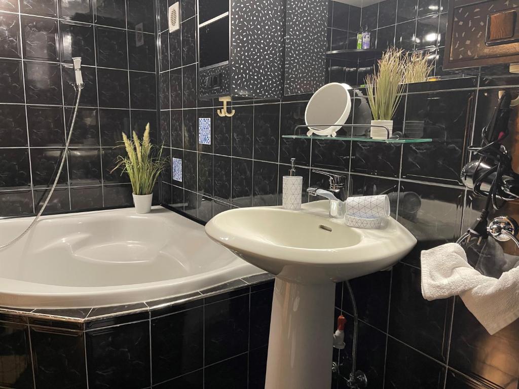 Kúpeľňa v ubytovaní Apartamenty Pod Uwalonym Dębem
