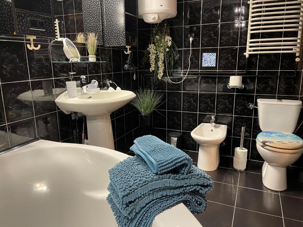 Kúpeľňa v ubytovaní Apartamenty Pod Uwalonym Dębem