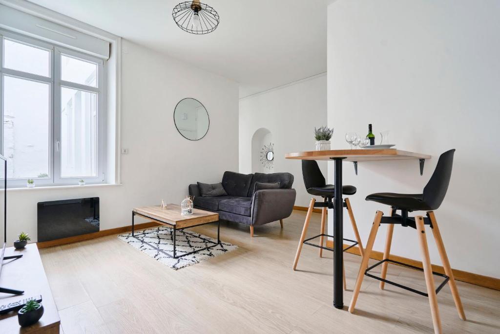 Coin salon dans l'établissement Locations Boulogne sur mer, 2 personnes, Les Oyats