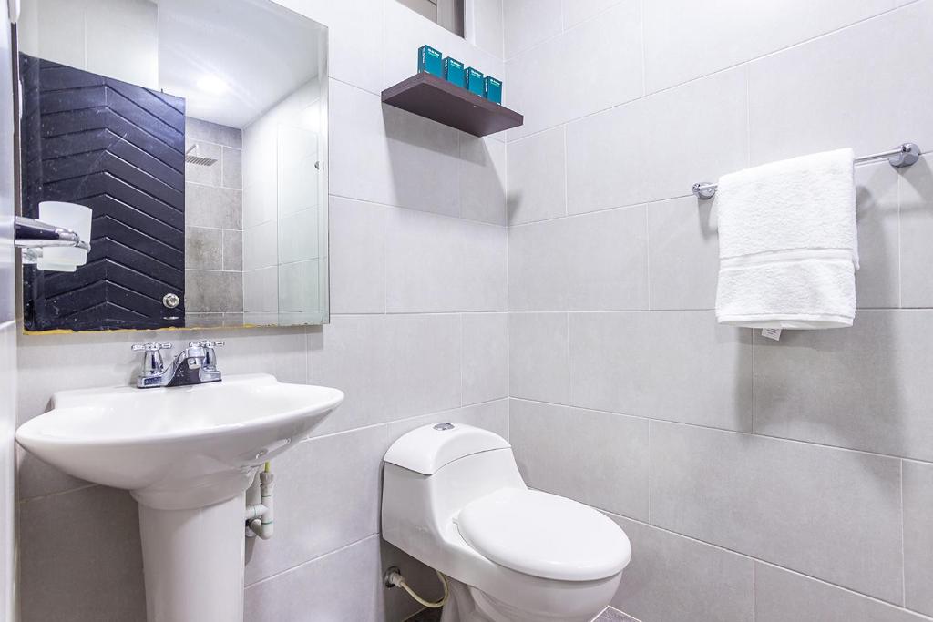 Koupelna v ubytování Hotel Ancor