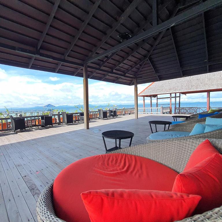 Balkón nebo terasa v ubytování Borneo Divers Mabul Resort