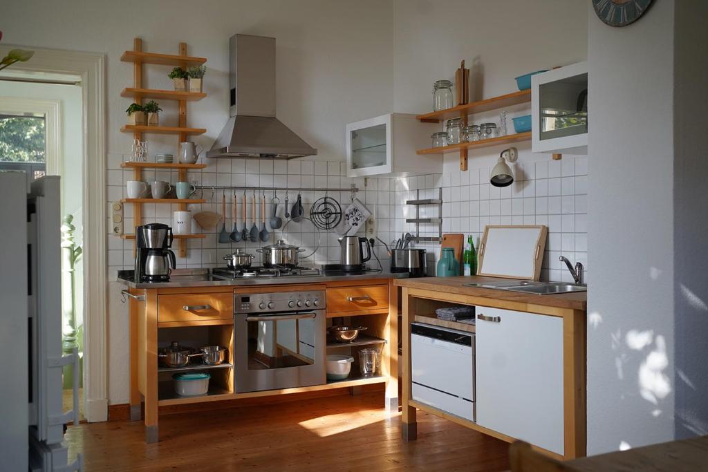 Kuchyň nebo kuchyňský kout v ubytování Stadthuuske