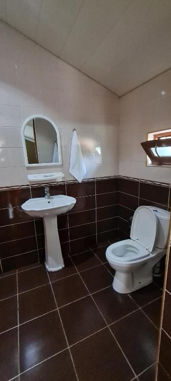 Koupelna v ubytování Hotel Emocia