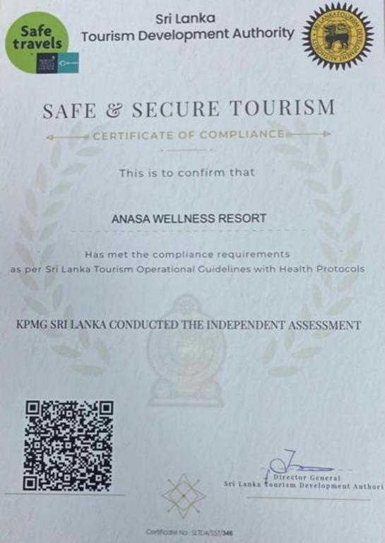 Certifikát, hodnocení, plakát nebo jiný dokument vystavený v ubytování Anasa Wellness Resort