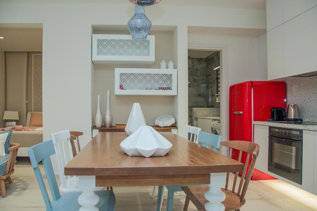Kuchyň nebo kuchyňský kout v ubytování Almyra Seaside House Mochlos