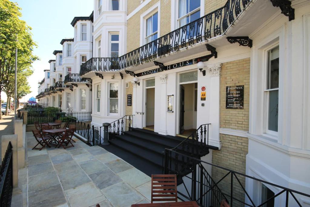 a row of buildings on a city street at Andover House Hotel & Restaurant - Adults only in Great Yarmouth