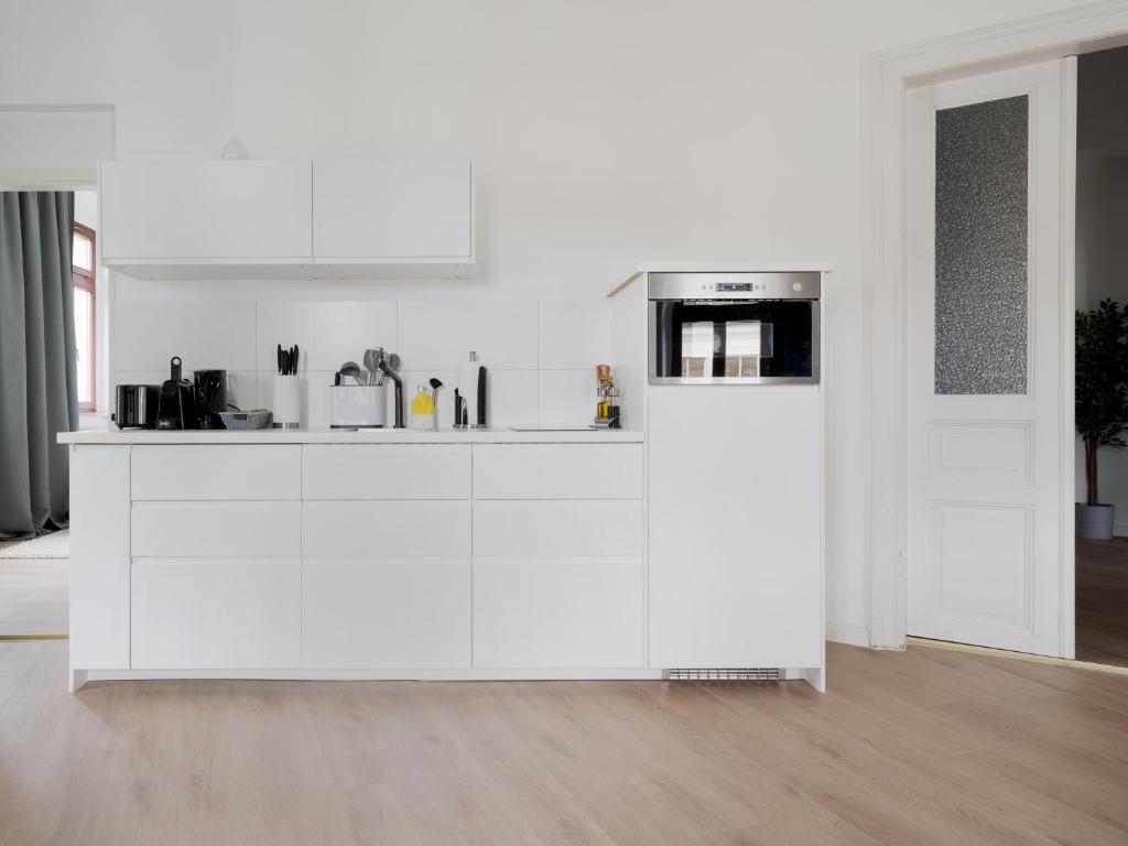Kuchyň nebo kuchyňský kout v ubytování limehome Dresden Hoyerswerdaerstraße