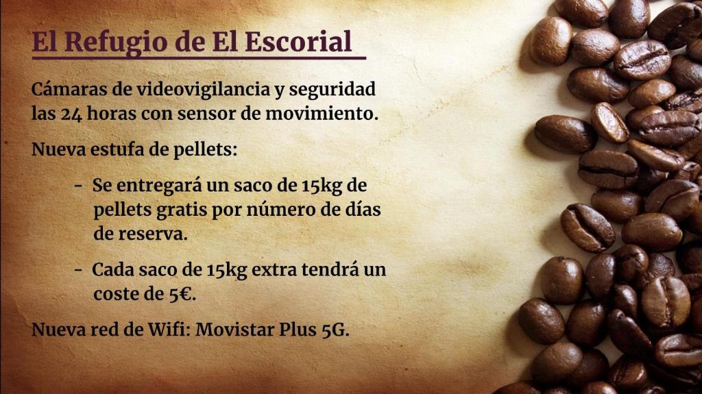 Certifikát, hodnocení, plakát nebo jiný dokument vystavený v ubytování El Refugio de El Escorial
