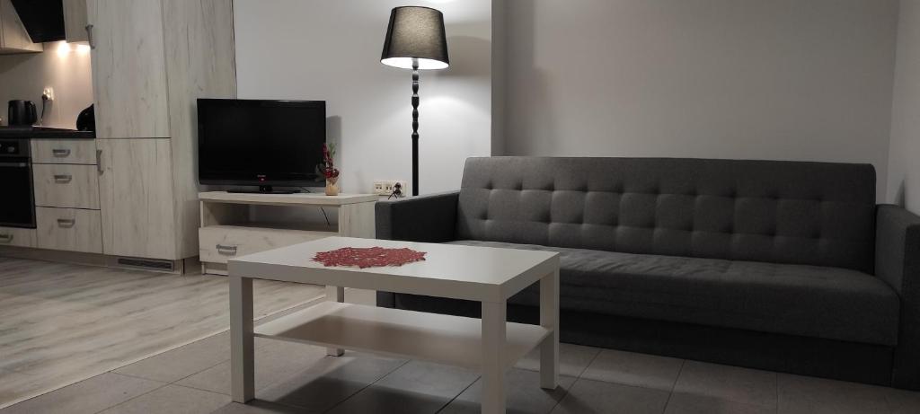 sala de estar con sofá y mesa en Apartament Krakowska, en Częstochowa