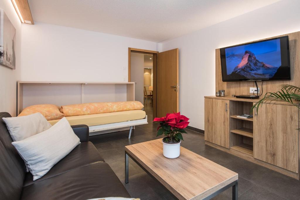 TV a/nebo společenská místnost v ubytování Ferienhaus Matterhorngruss