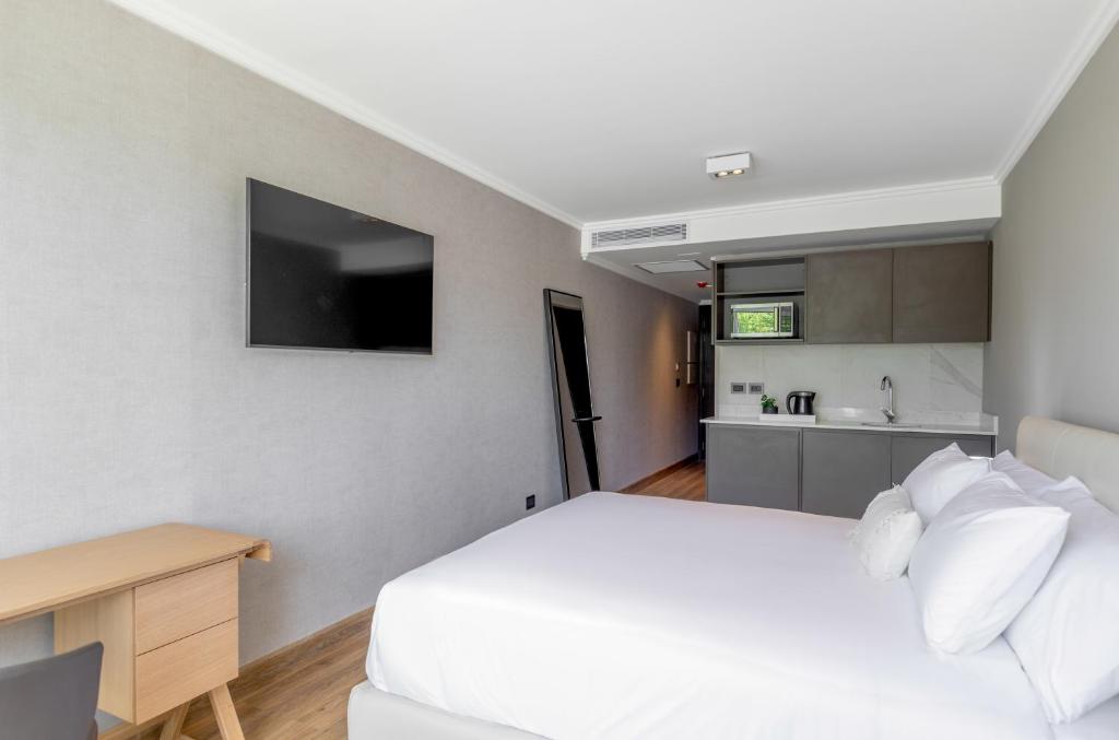 Kuchyň nebo kuchyňský kout v ubytování Hotel Solerios