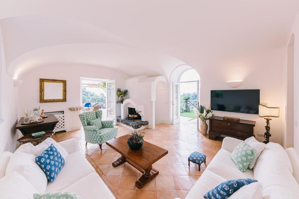 Телевизор и/или развлекательный центр в L'Olearia Luxury Country Villa in Amalfi Coast