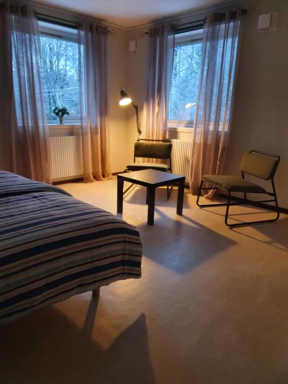 Postel nebo postele na pokoji v ubytování Fyrbo