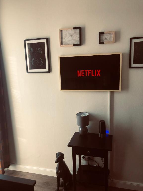 A television and/or entertainment centre at Birdland Apartman