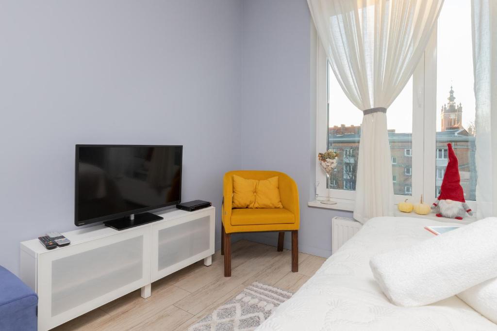 TV a/nebo společenská místnost v ubytování Platinum Tartaczna Apartments by Noclegi Renters