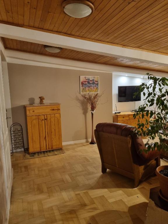 Televízia a/alebo spoločenská miestnosť v ubytovaní Stylowe poddasze