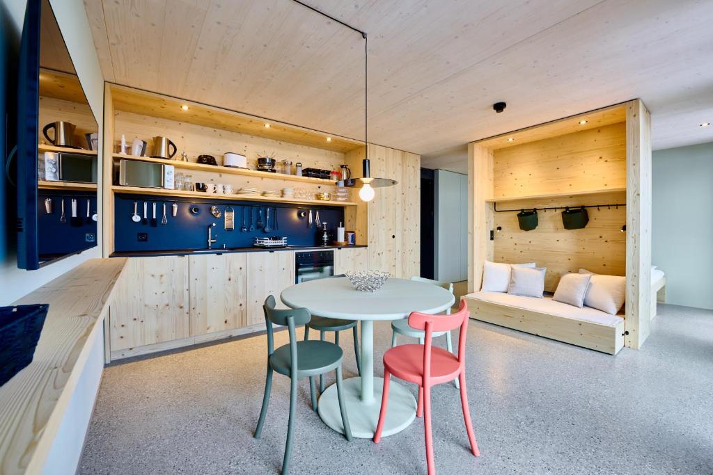 Kuchyň nebo kuchyňský kout v ubytování Apart Hotel Adelboden am Dorfplatz