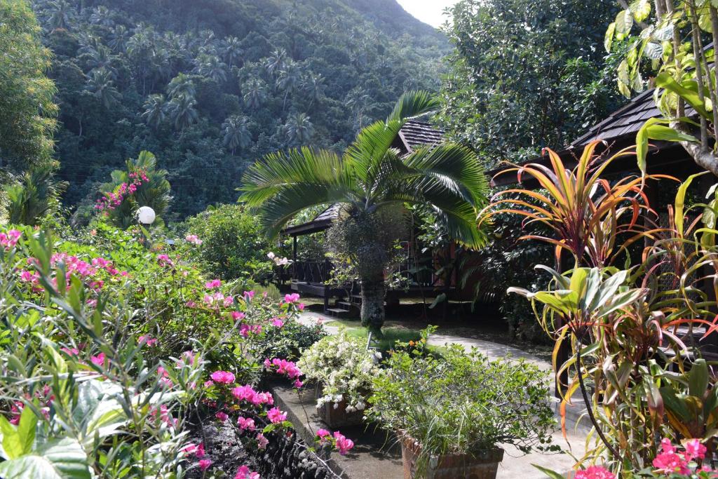 a garden filled with lots of plants and flowers at Pension de famille HITI MOANA VILLA in Papara