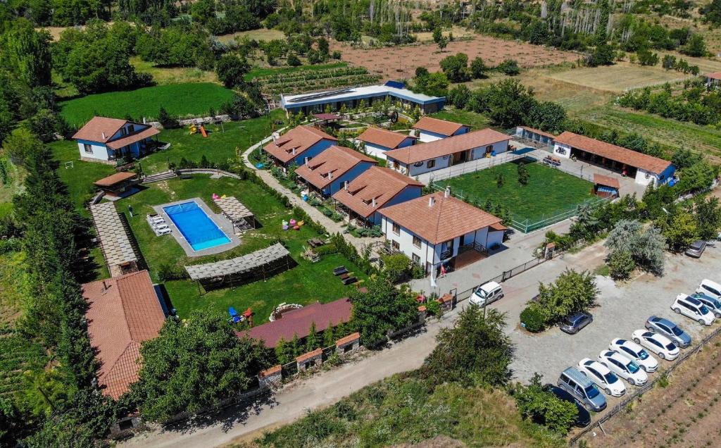 an aerial view of a house with a yard at Tefenni Villas & Hotel in Tefenni