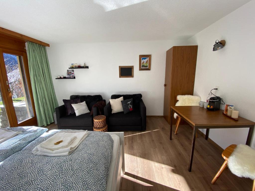 Posezení v ubytování Haus Alpalin - adjacent studios 'Mischabel', cosy, central