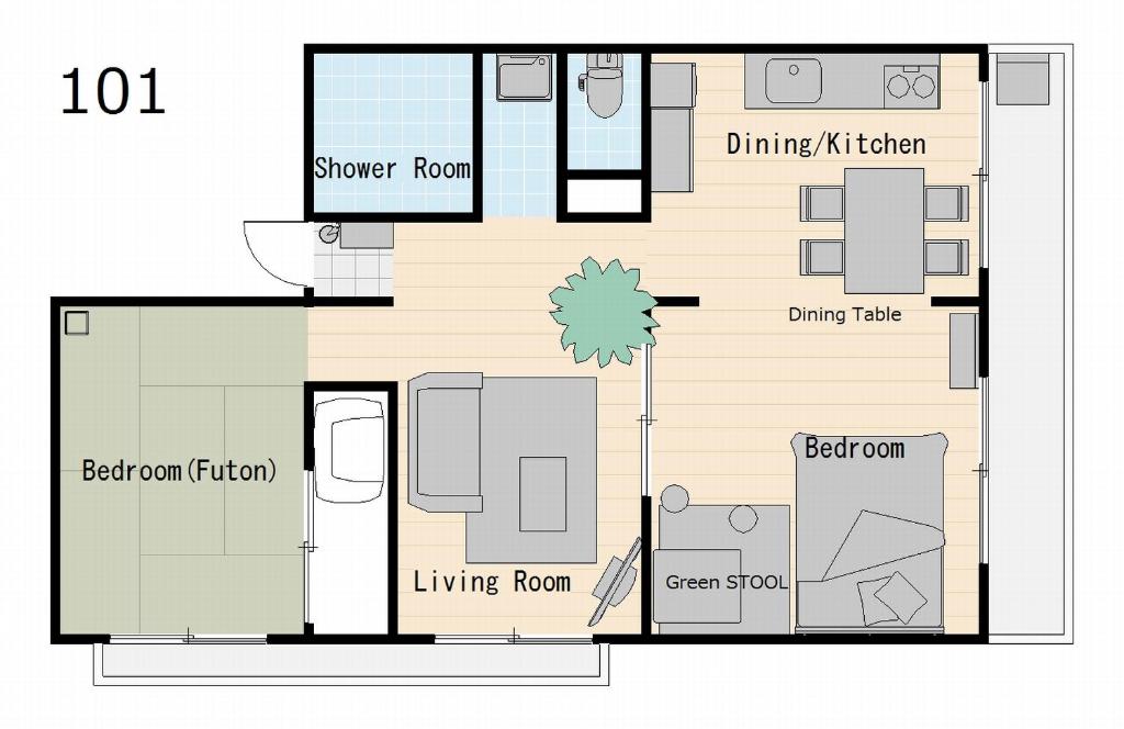 Půdorys ubytování Simple Stay Beppu