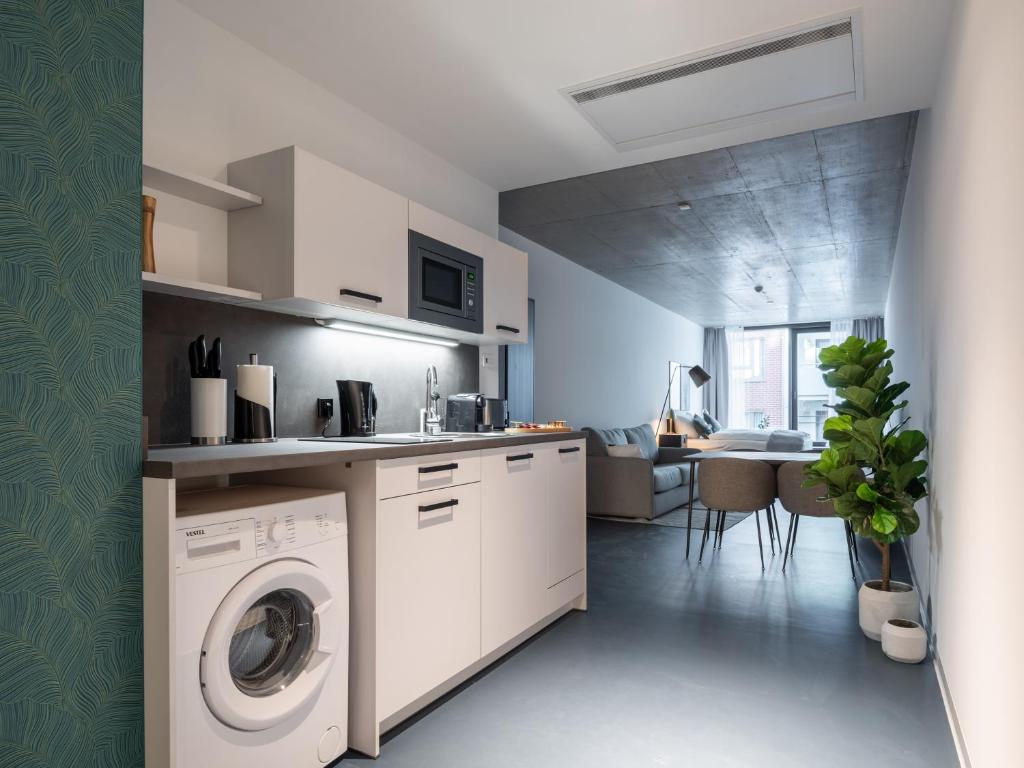 Kuchyň nebo kuchyňský kout v ubytování limehome Erfurt Maximilian Welsch Str
