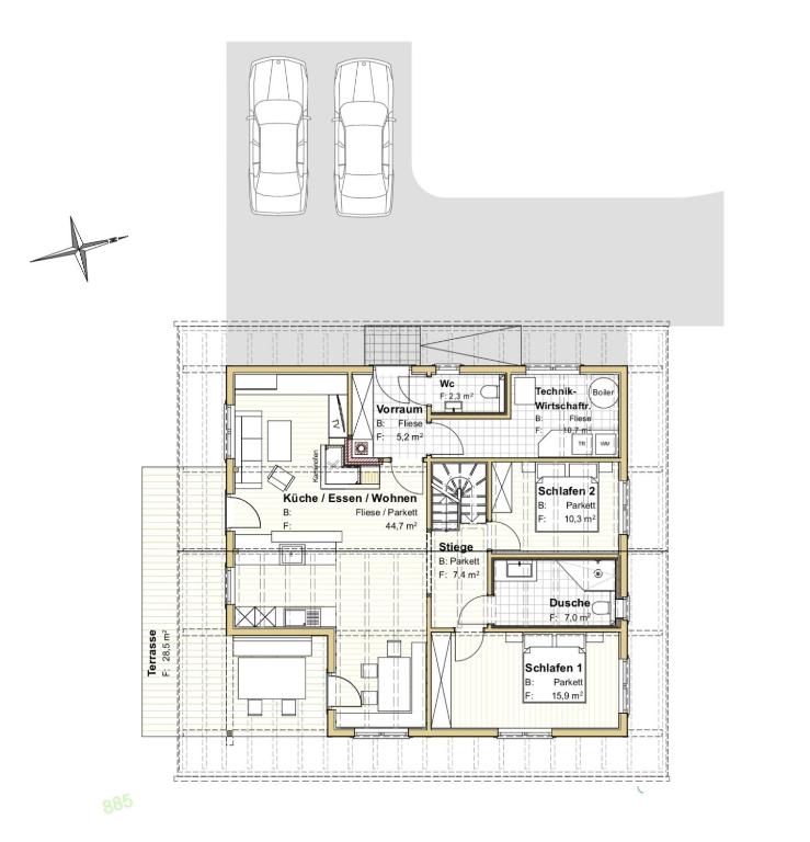 Půdorys ubytování Köck-Chalet