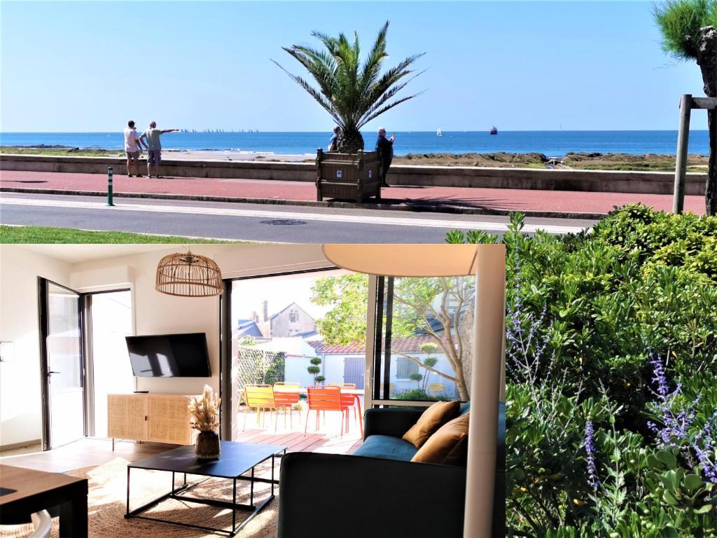 un salon avec vue sur l'océan dans l'établissement COCON - castelnaud, à Les Sables-dʼOlonne