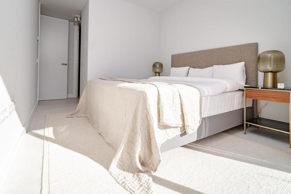 A bed or beds in a room at TE- Luxury resort, front line beach, families only