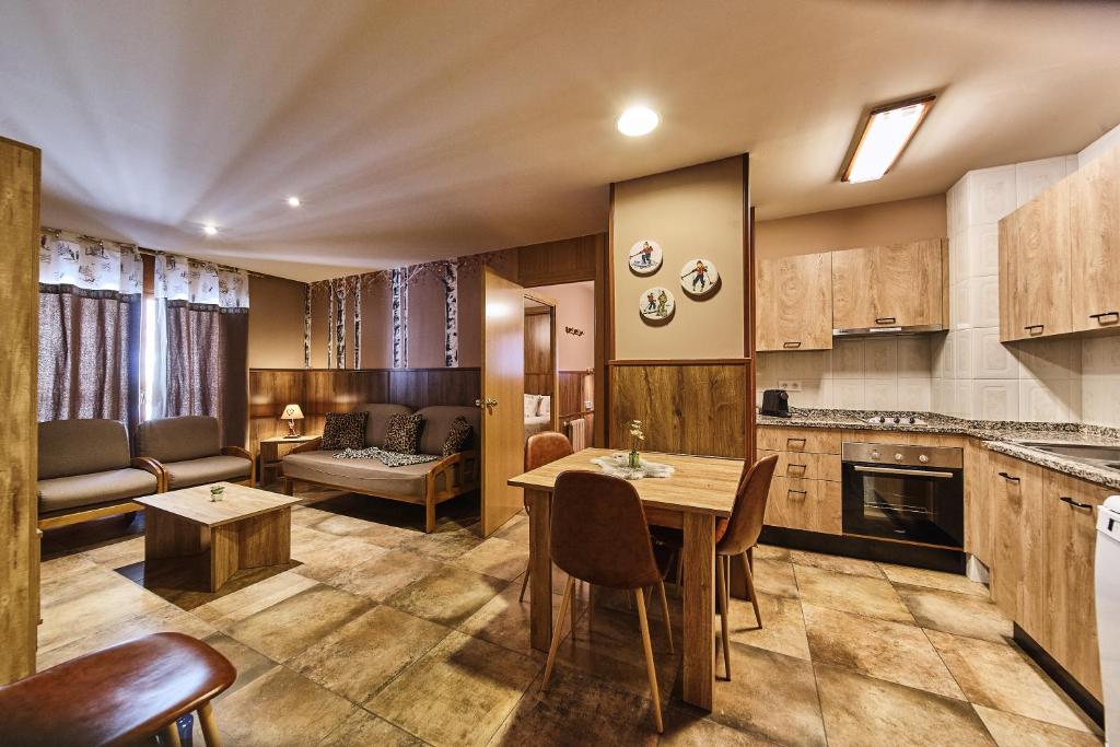 Kuchyň nebo kuchyňský kout v ubytování Apartaments La Neu