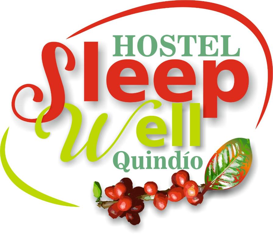 Ein Schild für ein Hostetage-Menü mit einem Haufen Beeren. in der Unterkunft Sleep Well in Filandia