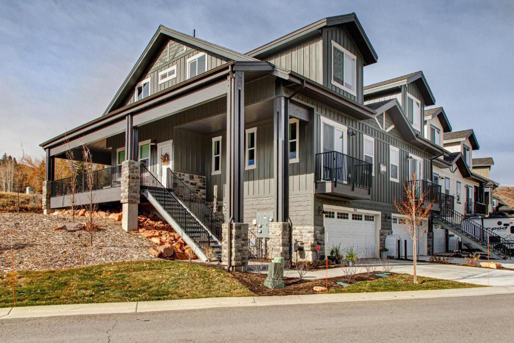 a house with a black and white house at Quarry Springs Retreat in Park City
