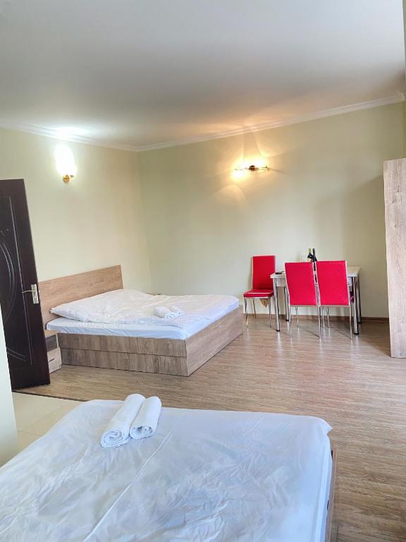 Postel nebo postele na pokoji v ubytování Hotel Horizont!