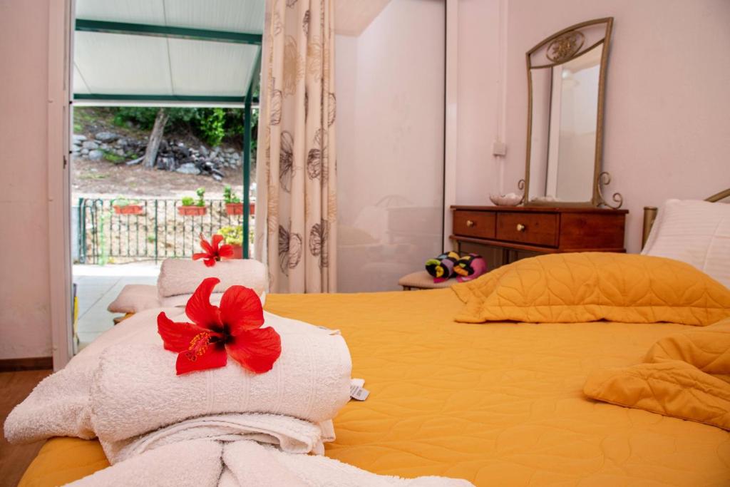 Postel nebo postele na pokoji v ubytování Aliki Apartments