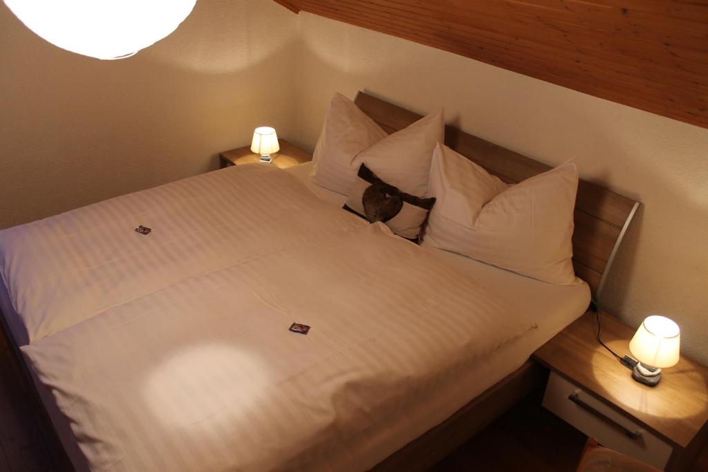 Postel nebo postele na pokoji v ubytování Hotel Rothorn Vintage-Style