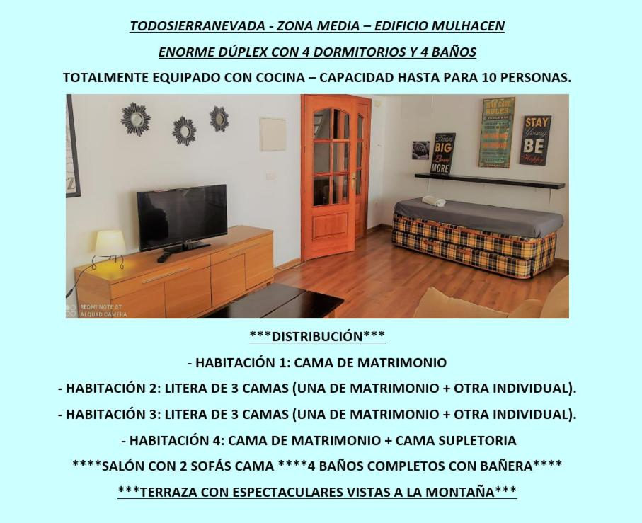 TV a/nebo společenská místnost v ubytování TODOSIERRANEVADA - Dúplex 4 Dormitorios - VISTAS ESPECTACULARES A LA MONTANA