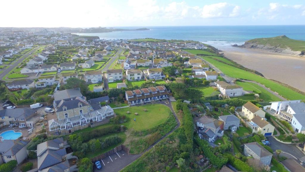 an aerial view of a residential neighborhood next to the ocean at Sure Hotel Collection by Best Western Porth Veor Manor Hotel in Newquay