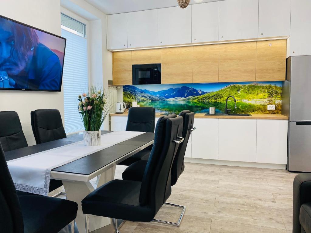 Televízia a/alebo spoločenská miestnosť v ubytovaní Apartament Rodzinny Centrum Zakopane