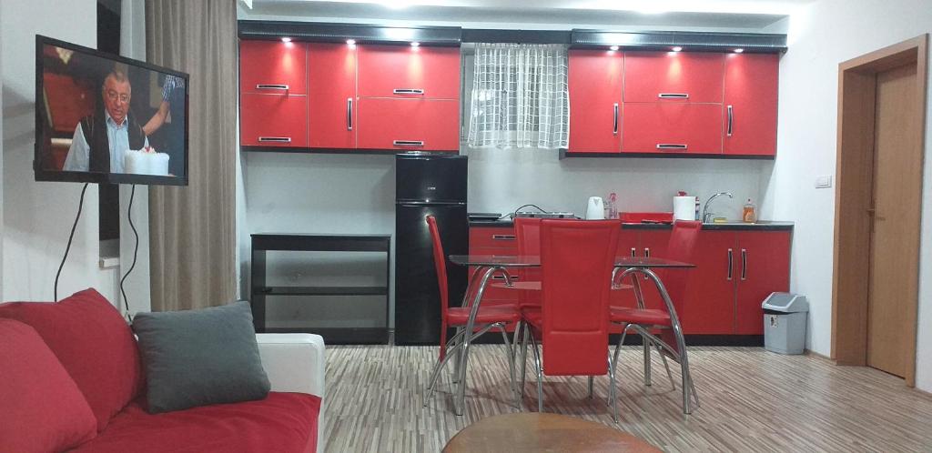 Kuchyň nebo kuchyňský kout v ubytování Apartmani Grza