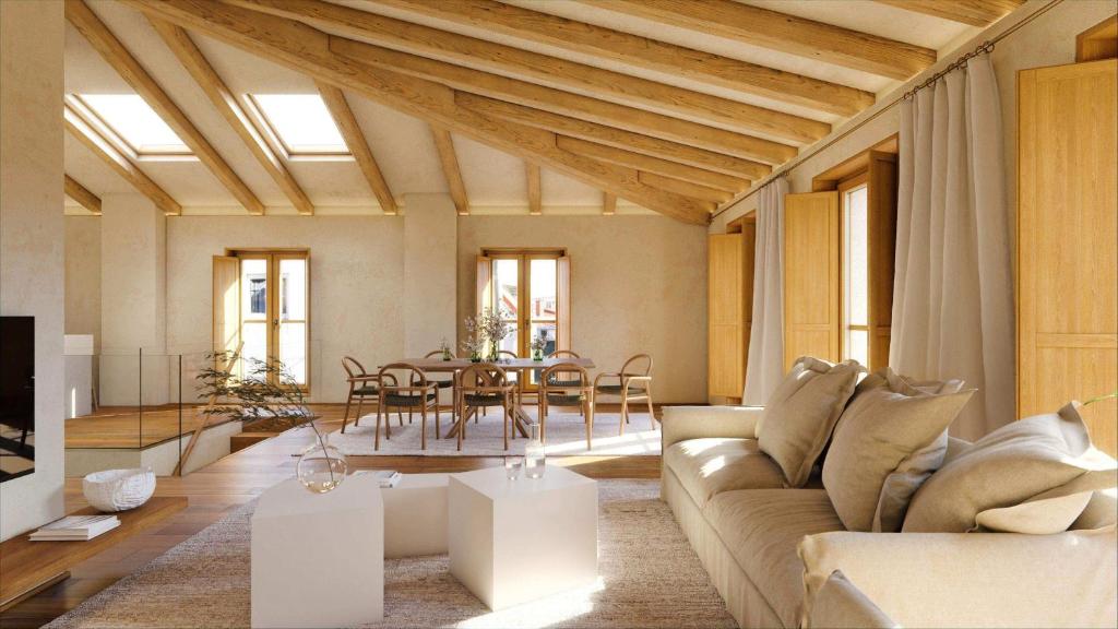 un soggiorno con divano e tavolo di La Gallega by Upper Luxury Housing a La Coruña
