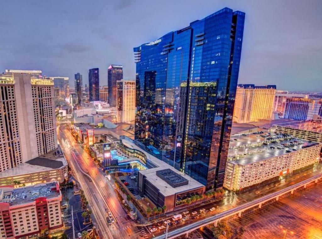 a view of a city with buildings and traffic at Suites at Elara Las Vegas Center Strip-No Resort Fees in Las Vegas