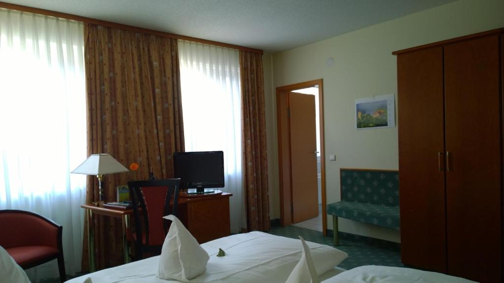 TV a/nebo společenská místnost v ubytování Weinhotel Rose