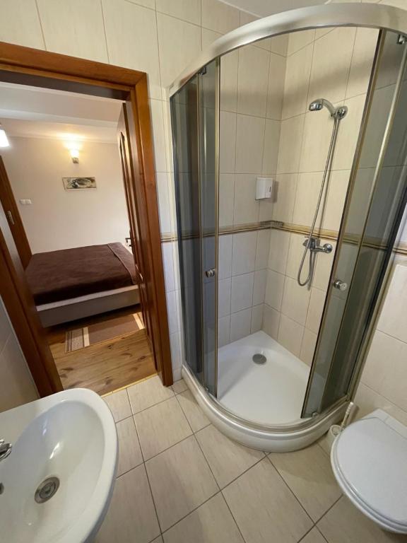 Kúpeľňa v ubytovaní Pensjonat Mikołajki