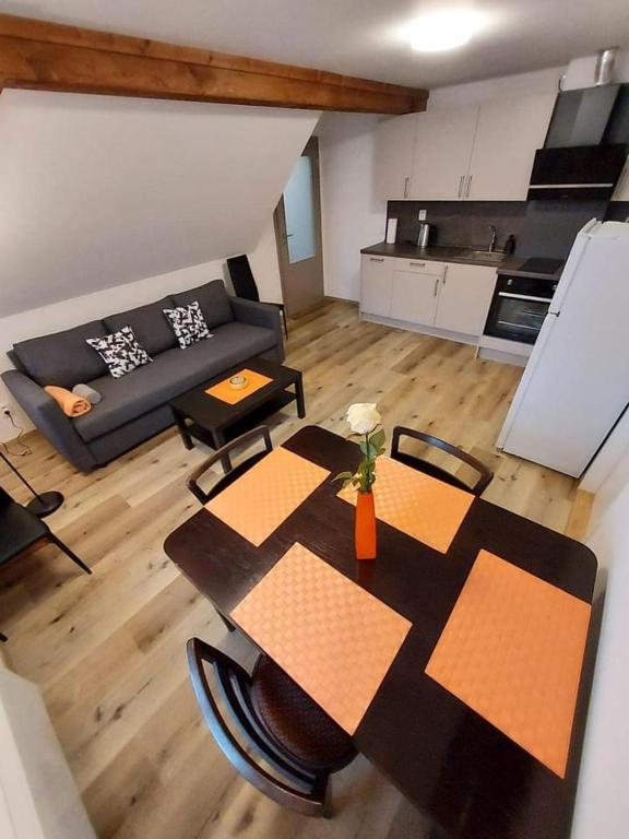 Kuchyň nebo kuchyňský kout v ubytování Apartmány Rudník Bolkov