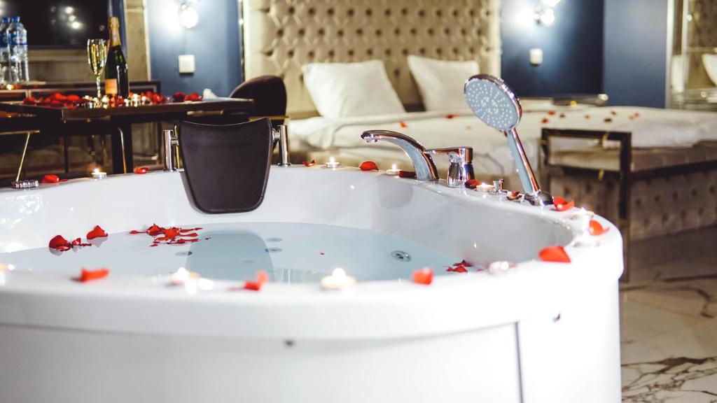a bath tub filled with debris in a room at Mas Suites Karaköy in Istanbul