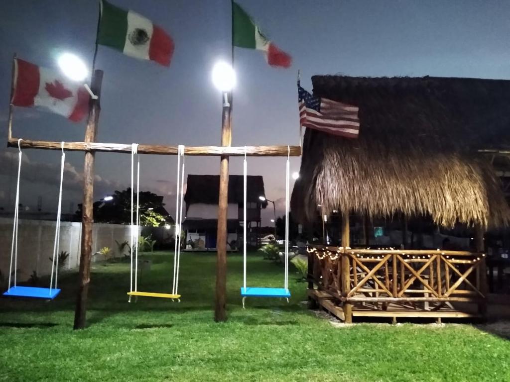 Zahrada ubytování Camping y Cabañas Chelem